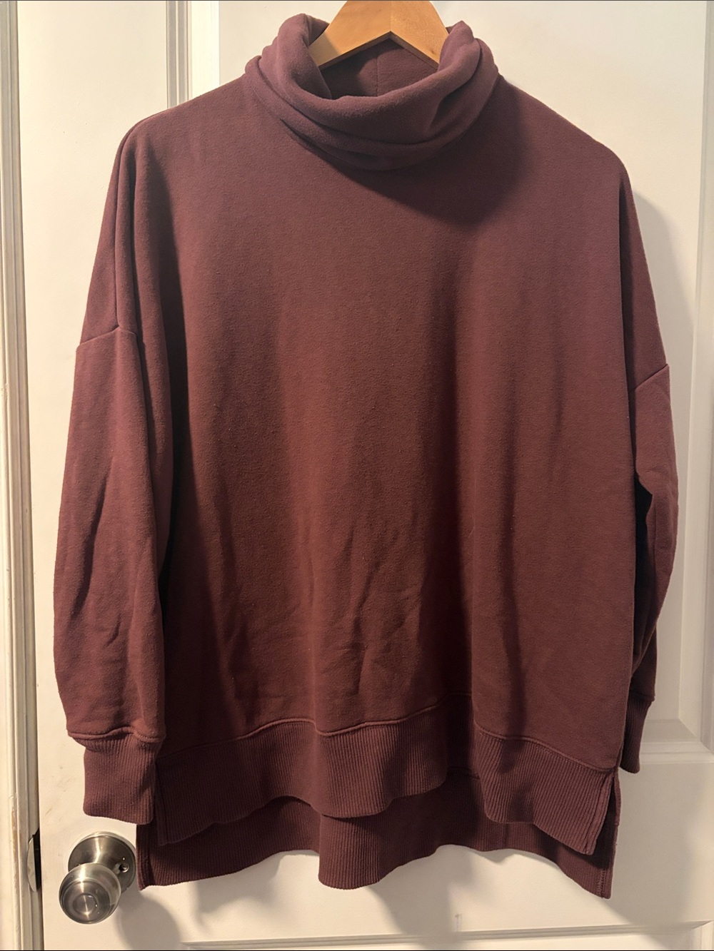 aerie Cozy Cowl Neck Sweatshirt - Plum Berry